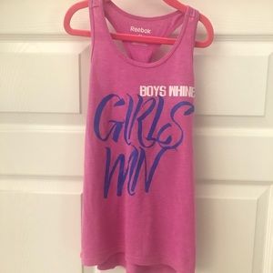 REEBOK “GIRLS WIN BOYS WHINE” GIRLS TANK SZ M👱‍♀️